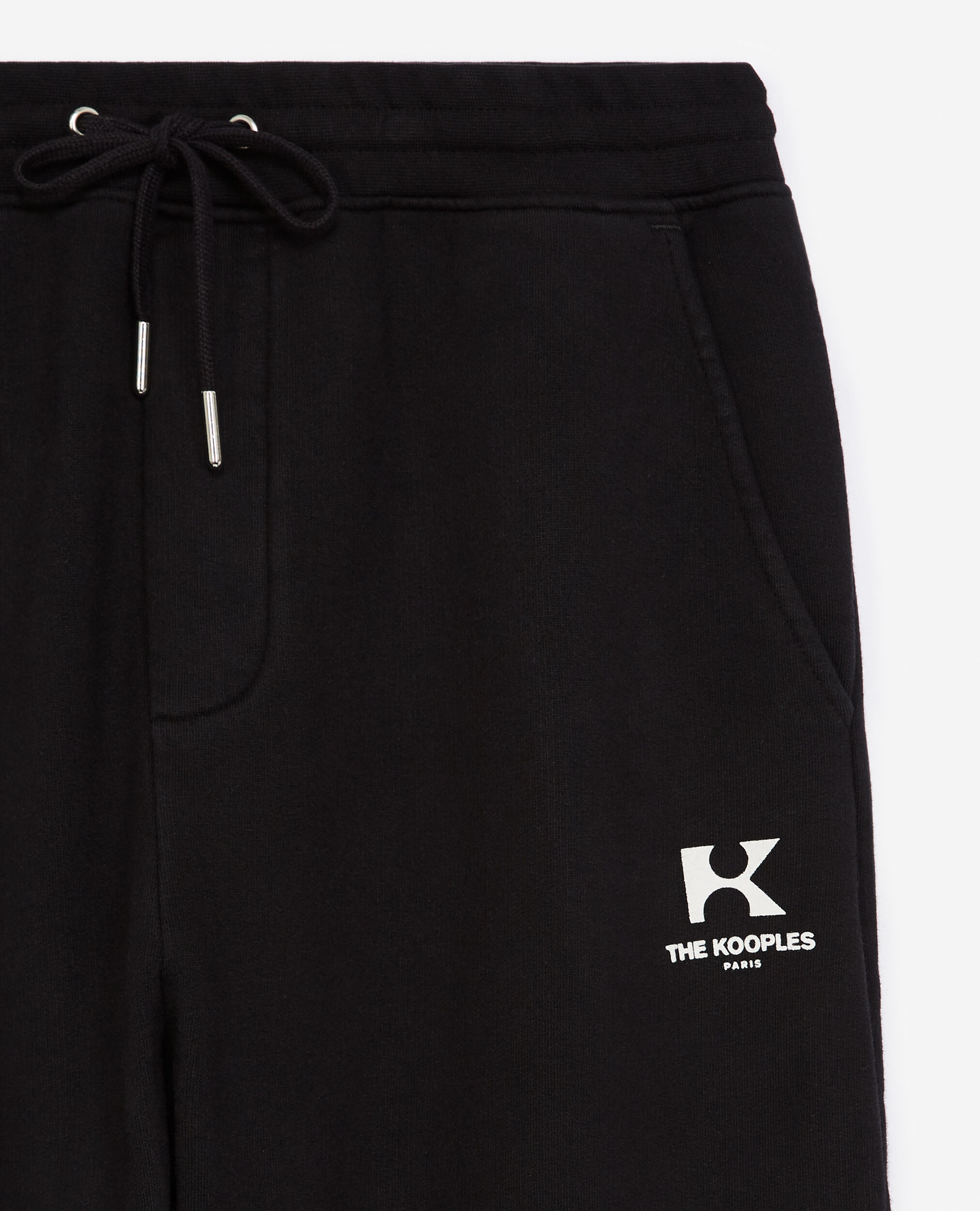 Black fleece joggers with logo, BLACK, hi-res image number null