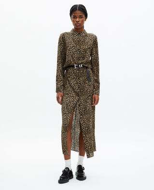 The Kooples FEMME LEOPARD robe longue en soie l&eacute;opard