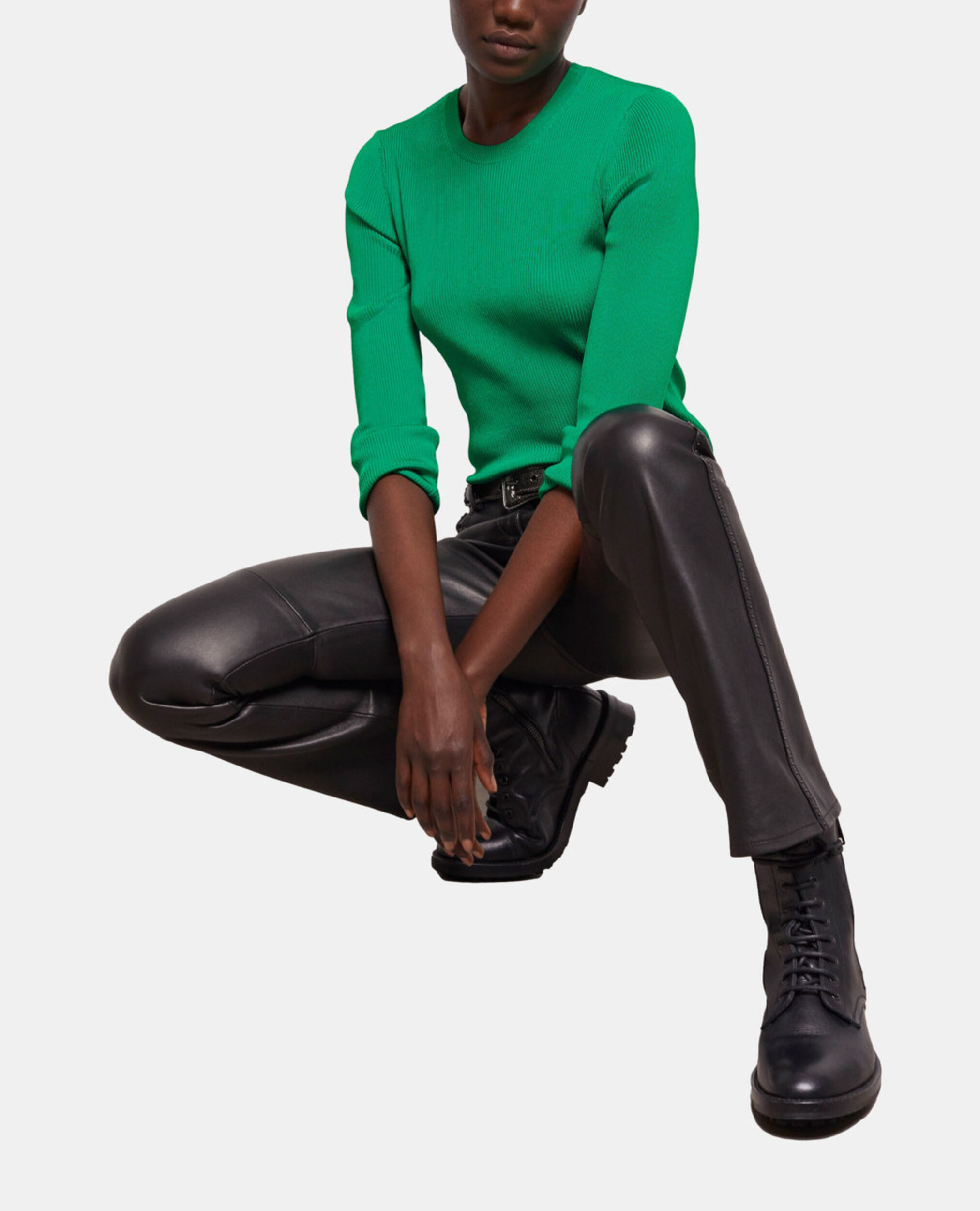 Grüner, eng anliegender Pullover, GREEN, hi-res image number null