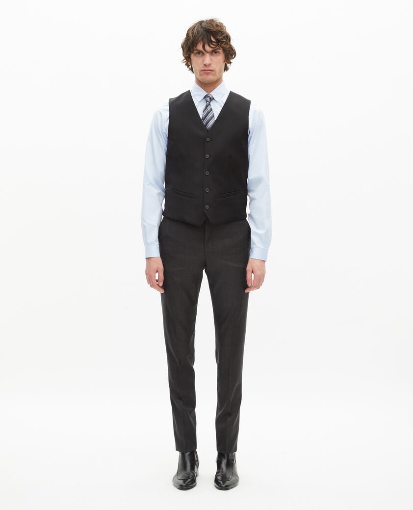 The Kooples H BLACK black suit vest in wool tailored cut