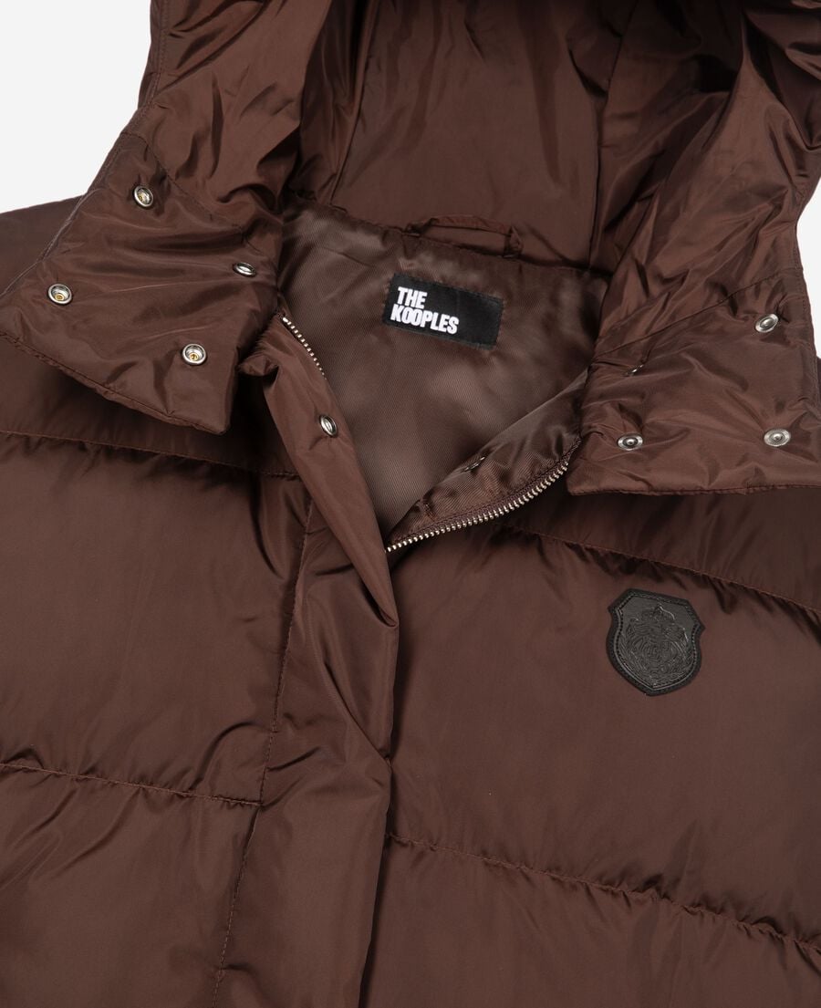 The Kooples WOMEN CHOCOLATE brown down jacket with removable sleeves