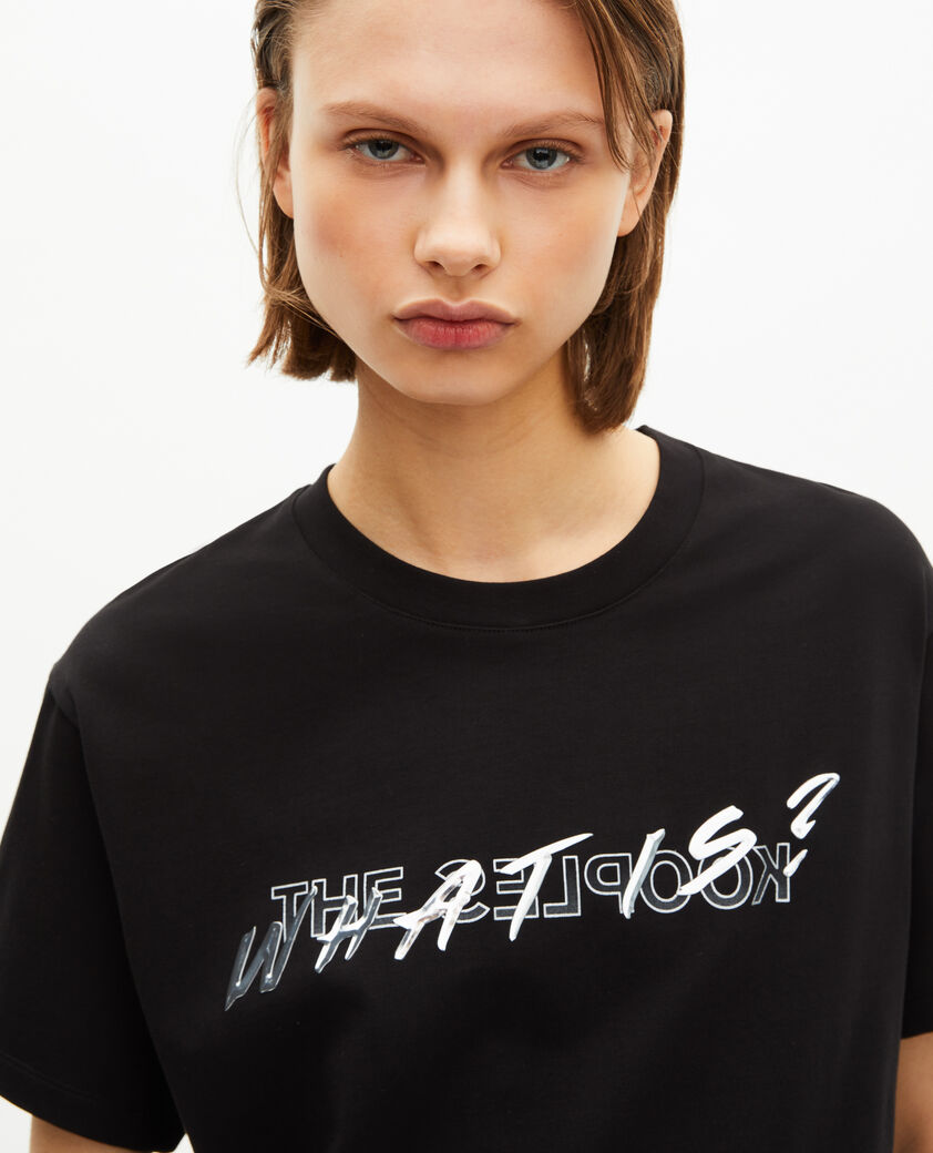 The Kooples FEMME BLACK t-shirt what is effet metallique noir