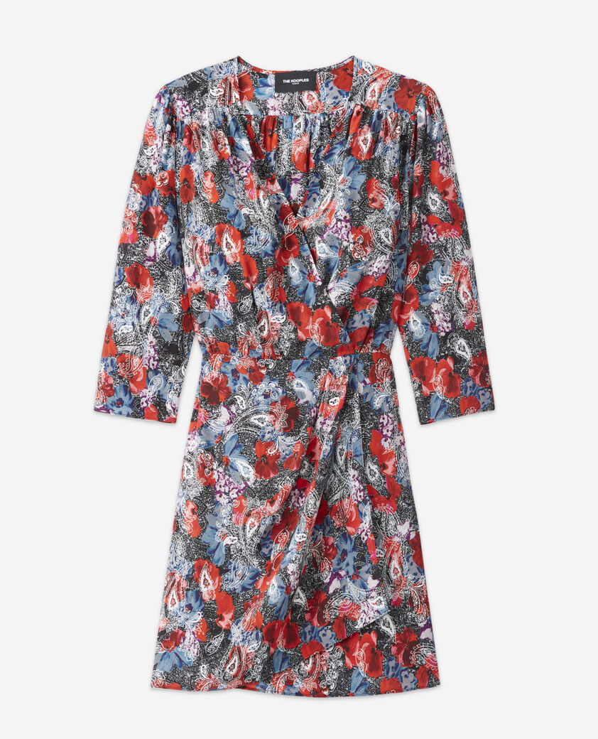 The Kooples F RED short silk dress with floral print