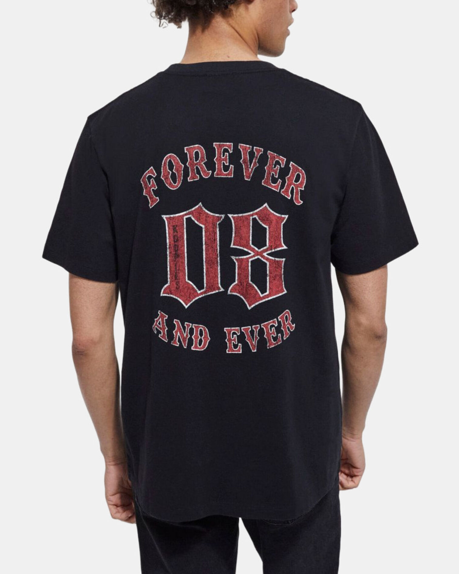 Black T-shirt with screen print, STONE, hi-res image number null
