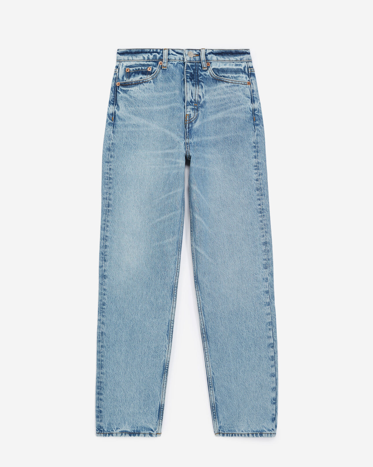 The Kooples FEMME LIGHT BLUE jean bleu délavé à taille haute droit