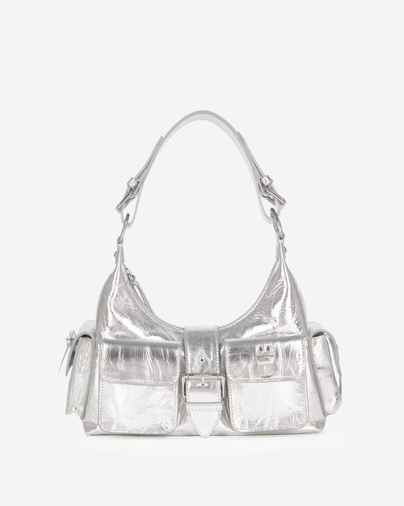 The Kooples DAMEN SILVER silberne amelia tasche aus leder