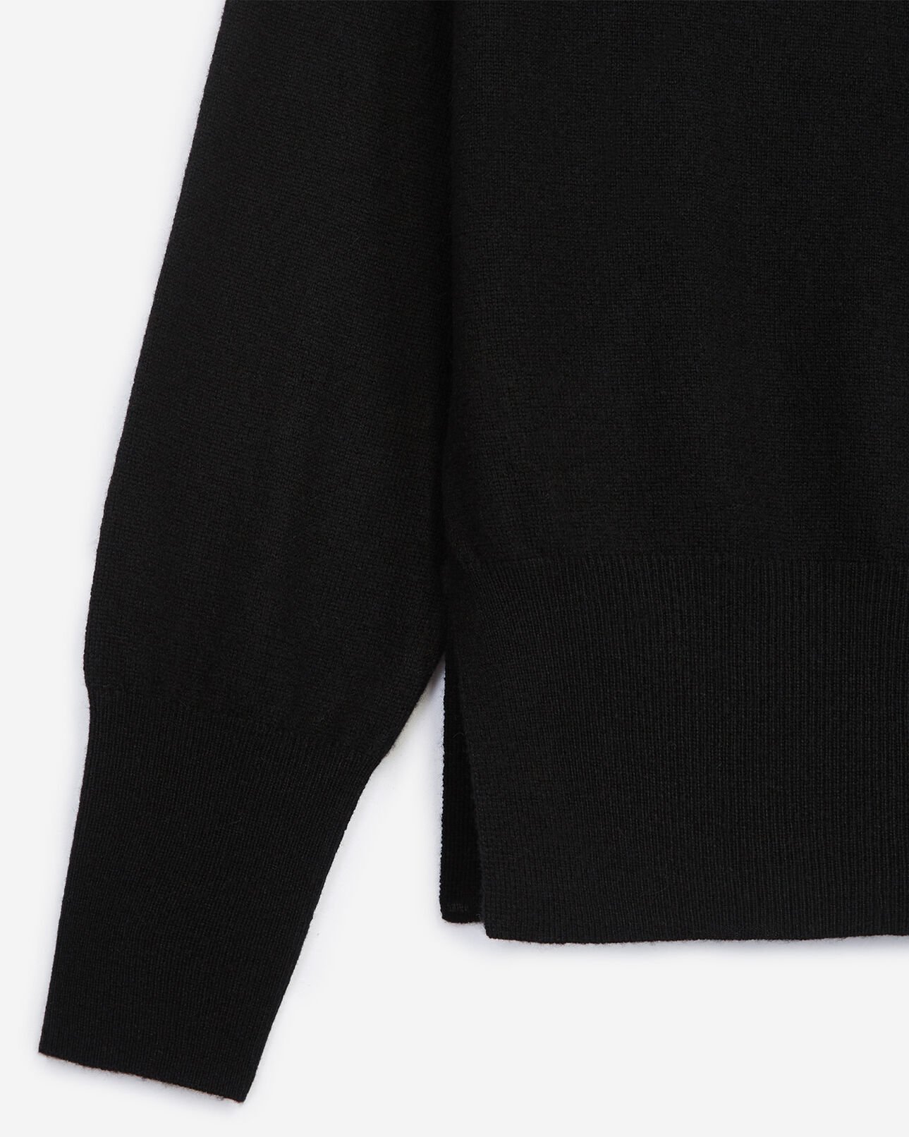 The Kooples WOMEN BLACK black wool crew-neck sweater w/buttons+chain