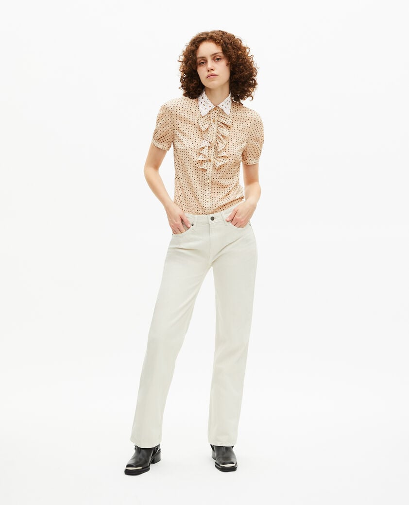 The Kooples FEMME BEIGE / RED chemise manches courtes à pois beige