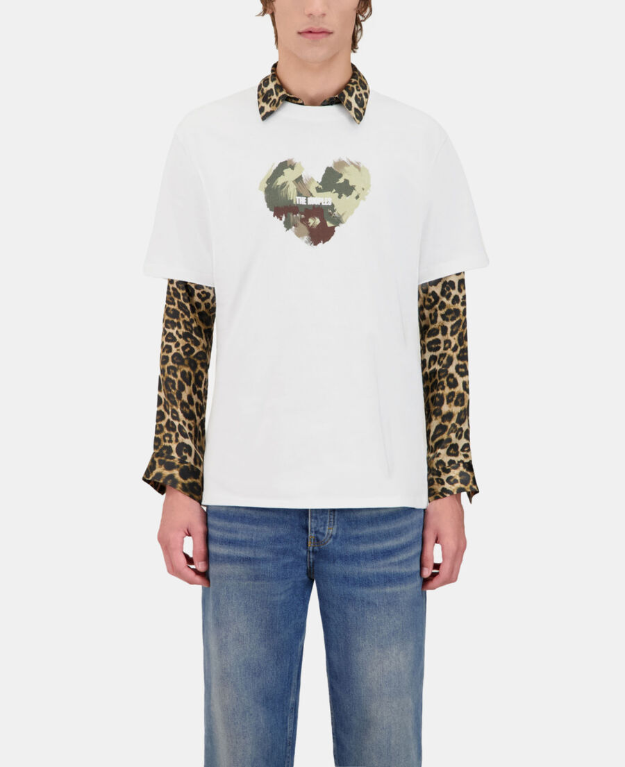 The Kooples HOMME WHITE t-shirt avec sérigraphie cœur camo blanc