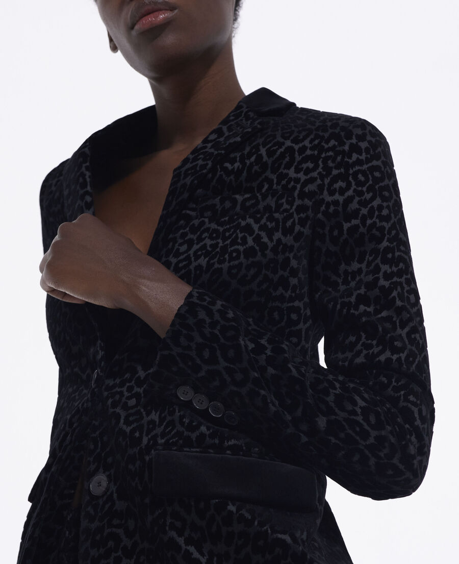black velvet suit jacket with leopard print