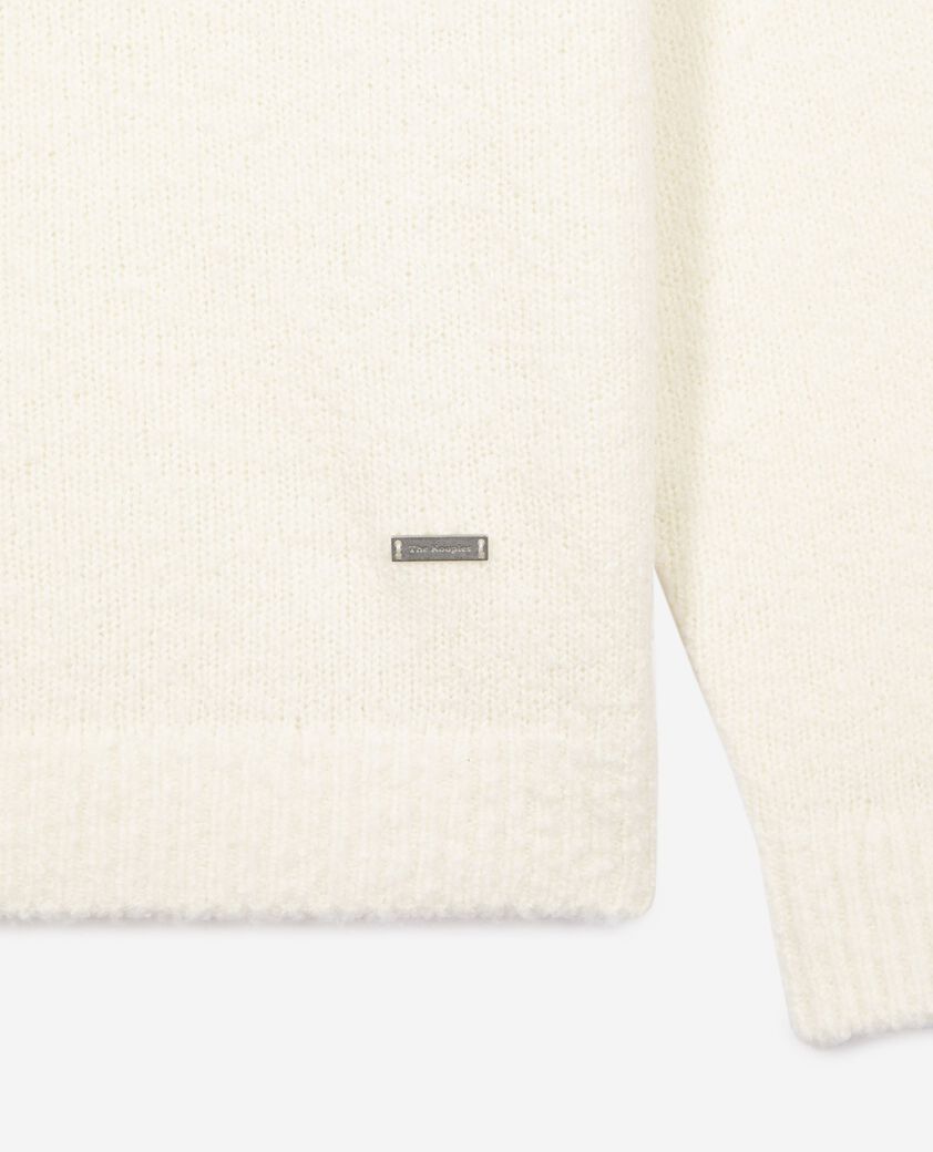 The Kooples H LIGHT BEIGE beige wool tunisian collar sweater