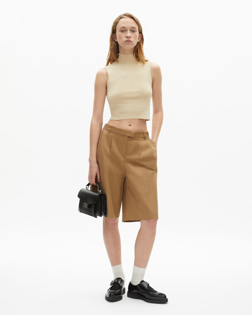 The Kooples FEMME BROWN bermuda en coton et lin camel