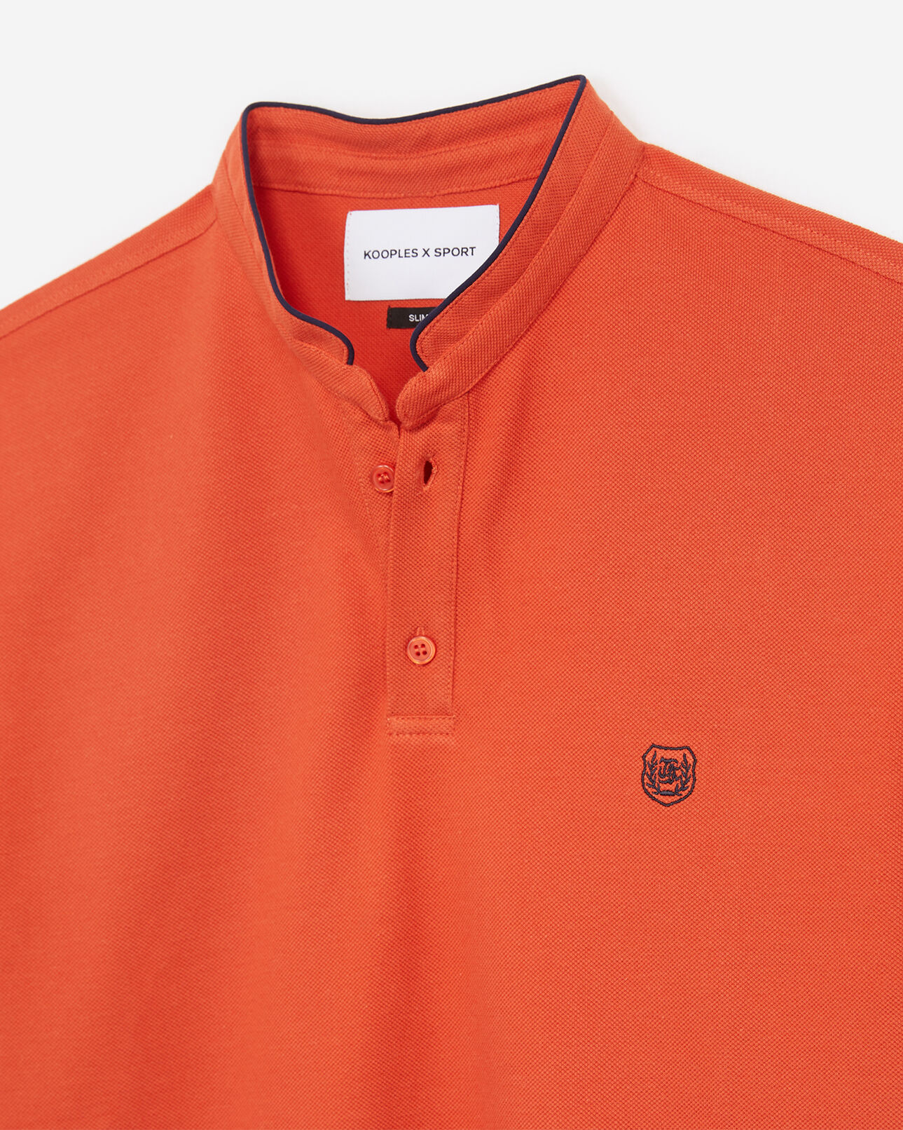The Kooples MEN OLD ORANGE / NEW NAVY orange insignia slim fit polo with buttons
