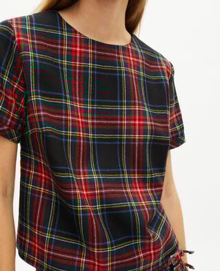 The Kooples FEMME ROUGE NOIR top en tartan rouge et noir