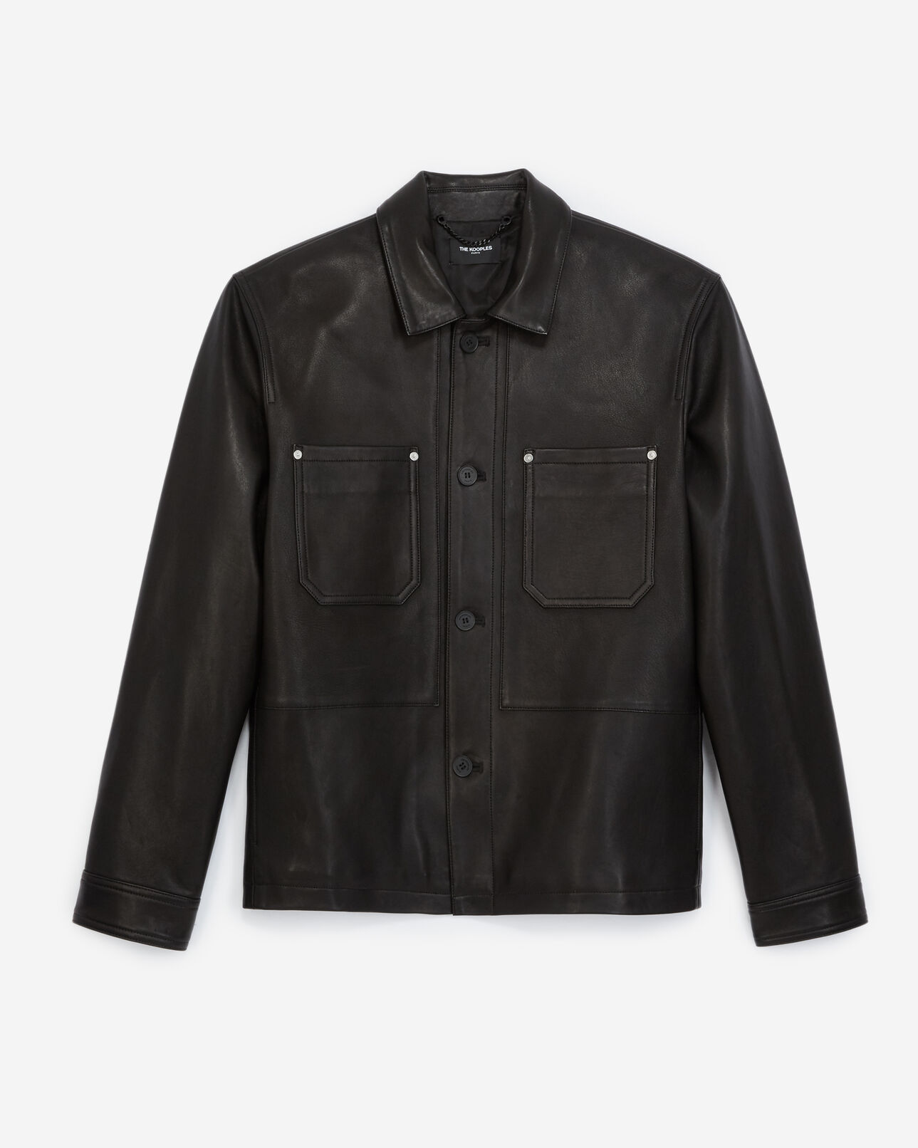 The Kooples MEN BLACK overshirt-style black leather jacket
