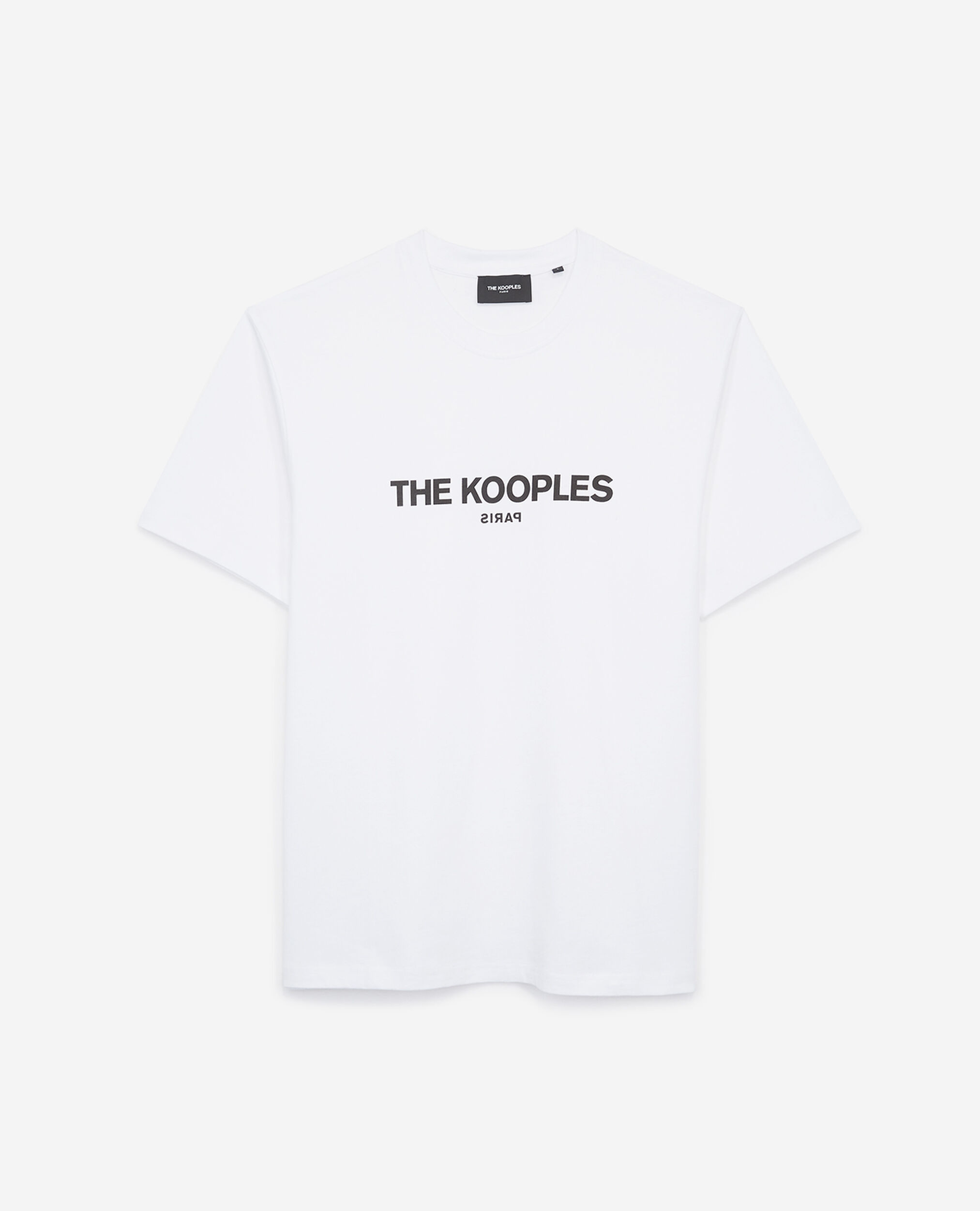 White cotton T-shirt with printed logo, WHITE, hi-res image number null