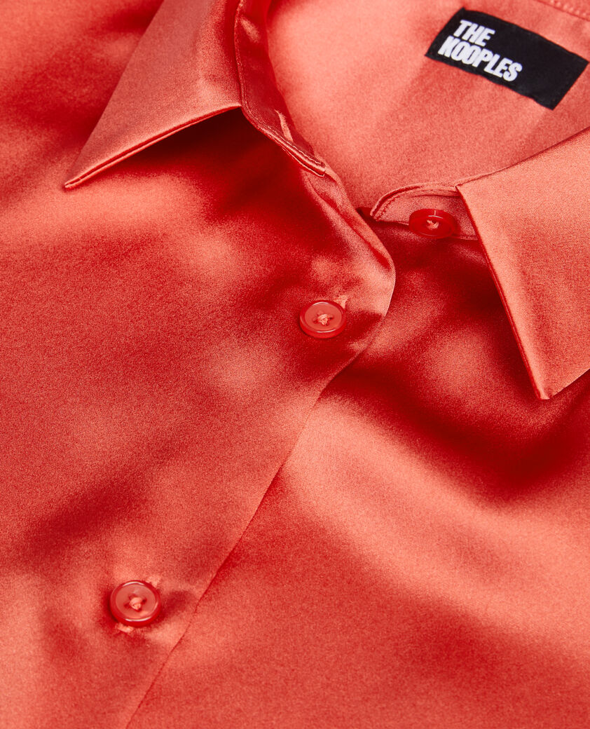 The Kooples FEMME RED BRIQUE chemise en soie satin rouge