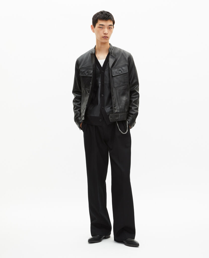 The Kooples HOMME BLACK veste en cuir noire