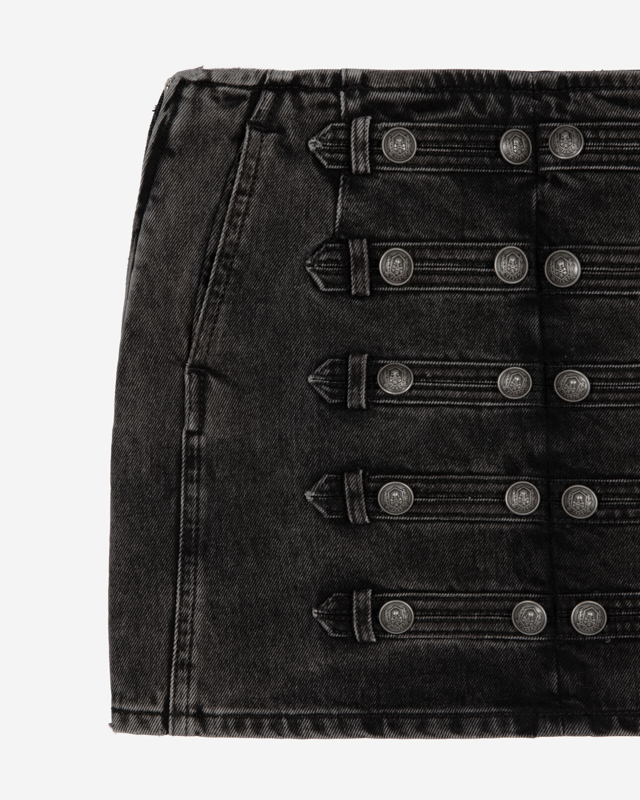 The Kooples WOMEN BLACK WASHED short skirt in grey denim