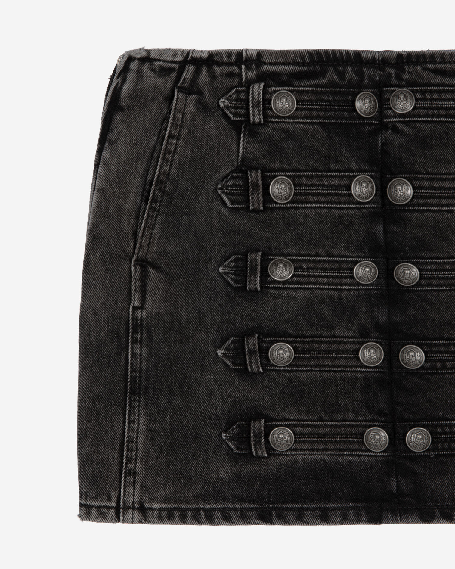 Short skirt in grey denim, BLACK WASHED, hi-res image number null