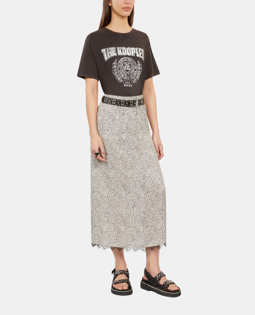 The Kooples WOMEN BLACK WHITE long printed skirt