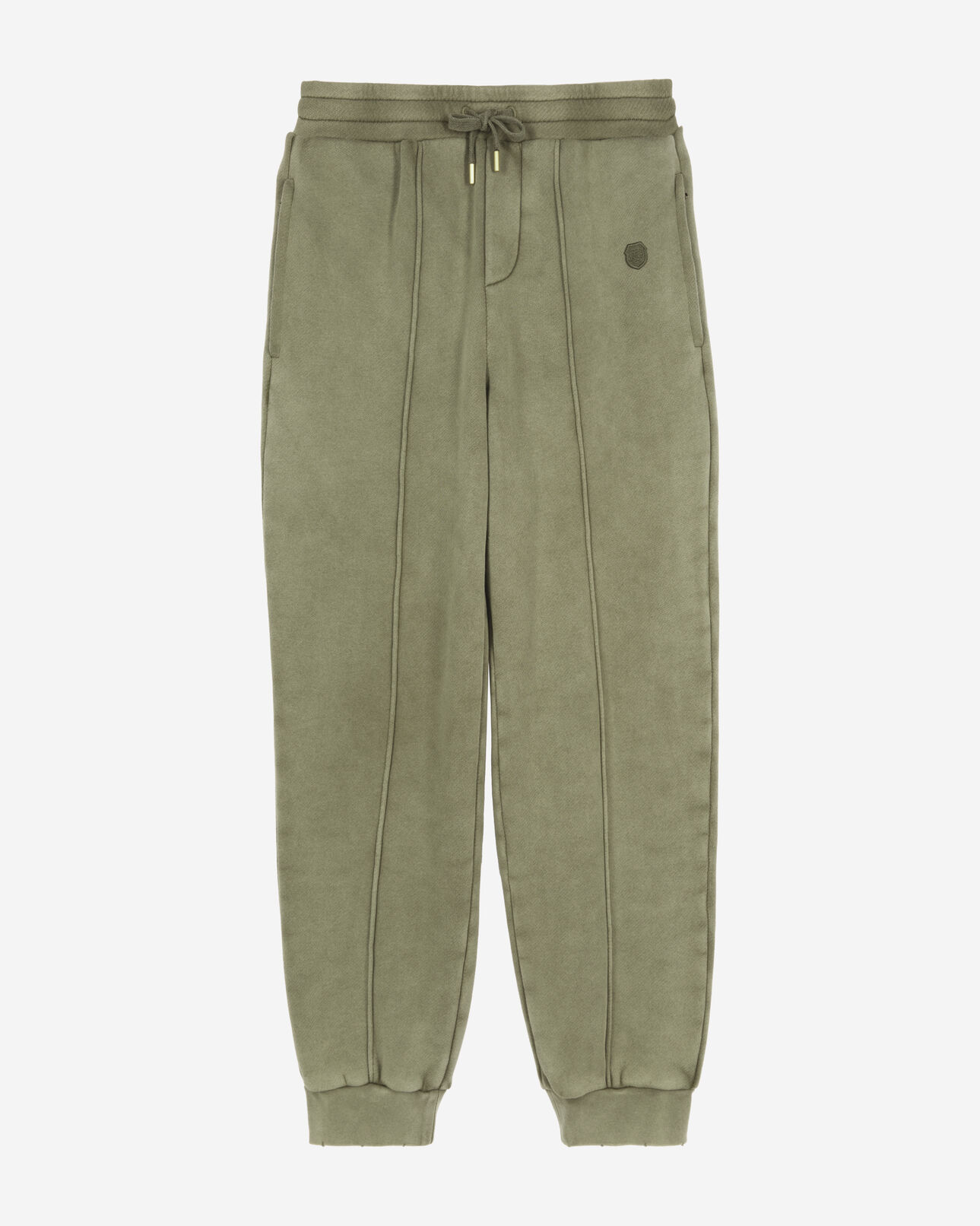 The Kooples HERREN KAKI khakifarbene jogginghose mit wappen