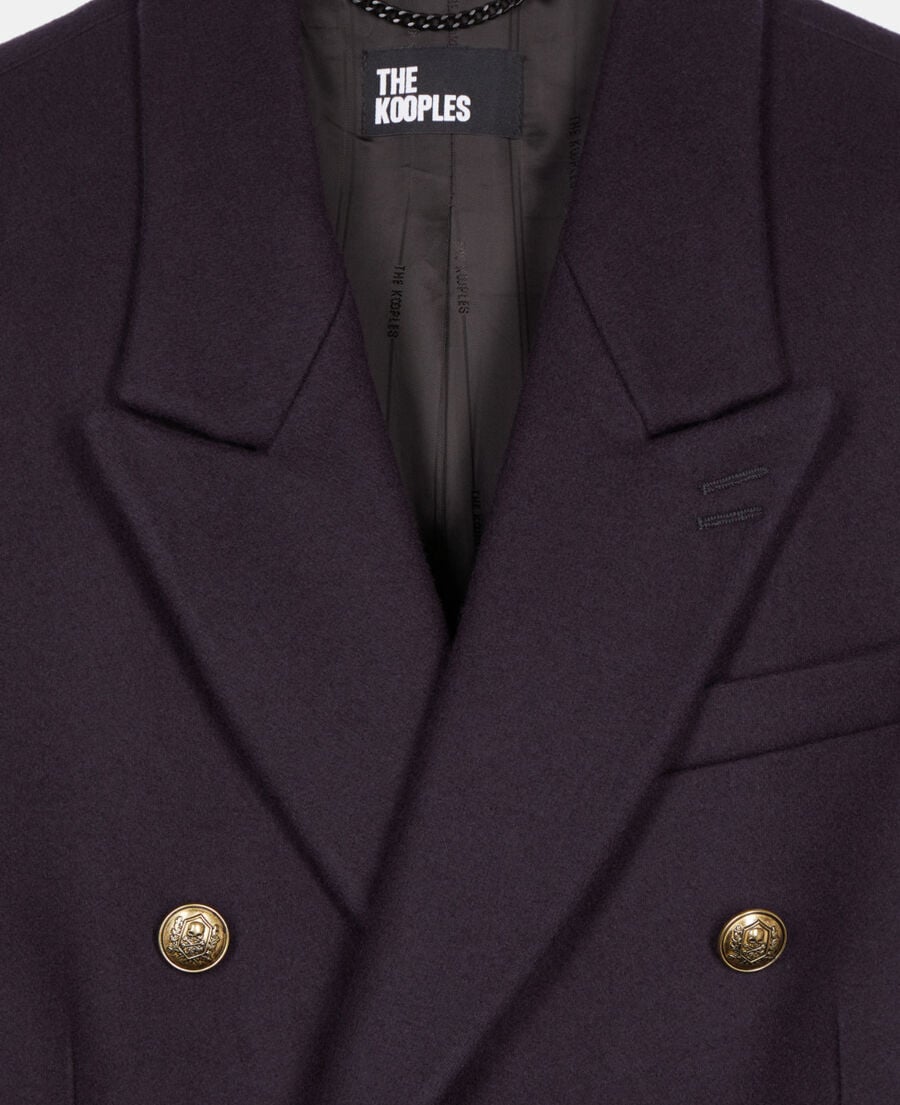 The Kooples HOMME NAVY manteau long en laine mélangée bleu marine