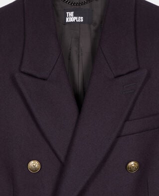 The Kooples HOMME NAVY manteau long en laine mélangée bleu marine