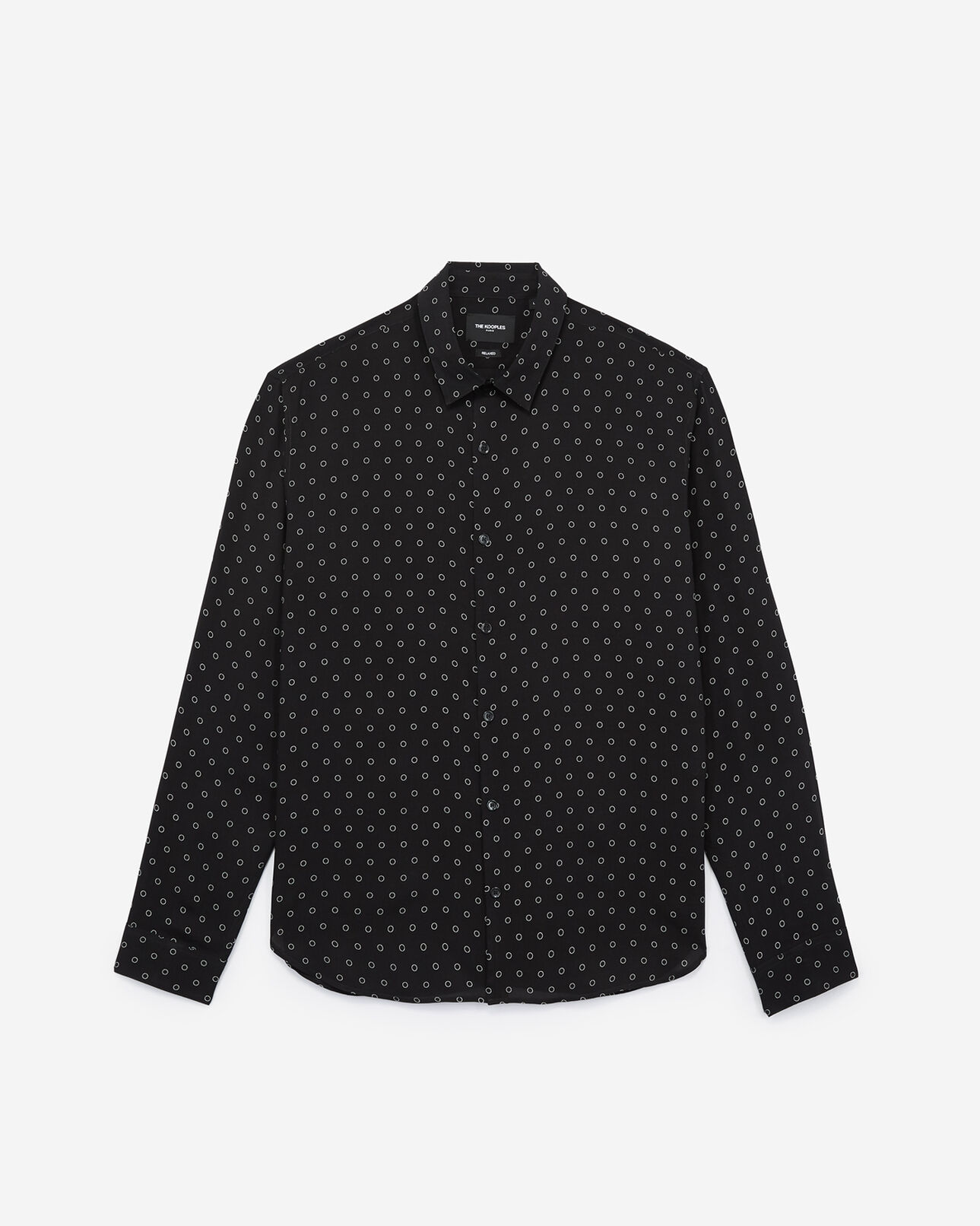 The Kooples MEN BLACK WHITE black shirt with white polka dots