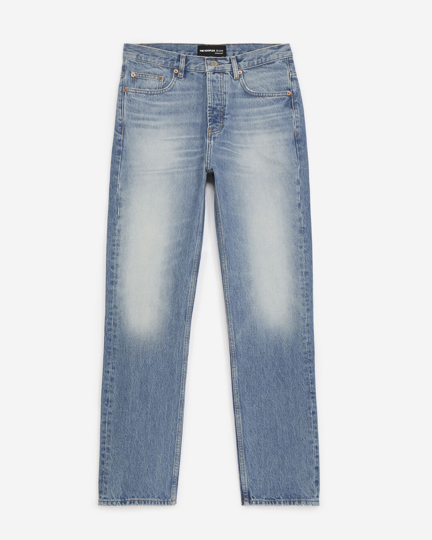 Straight-cut faded blue jeans, BLUE WASHED, hi-res image number null