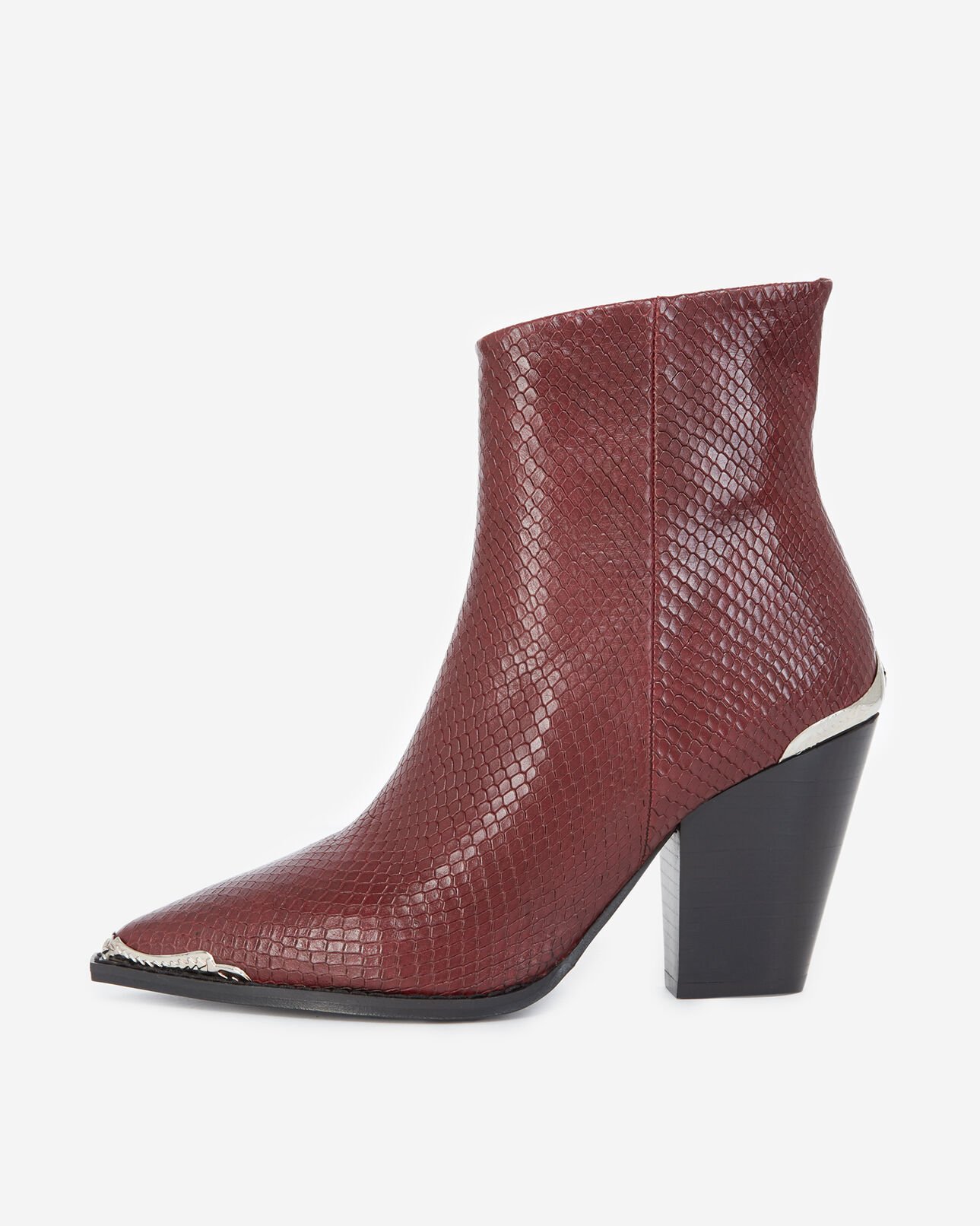 The Kooples FEMME BORDEAUX boots cuir bordeaux façon python