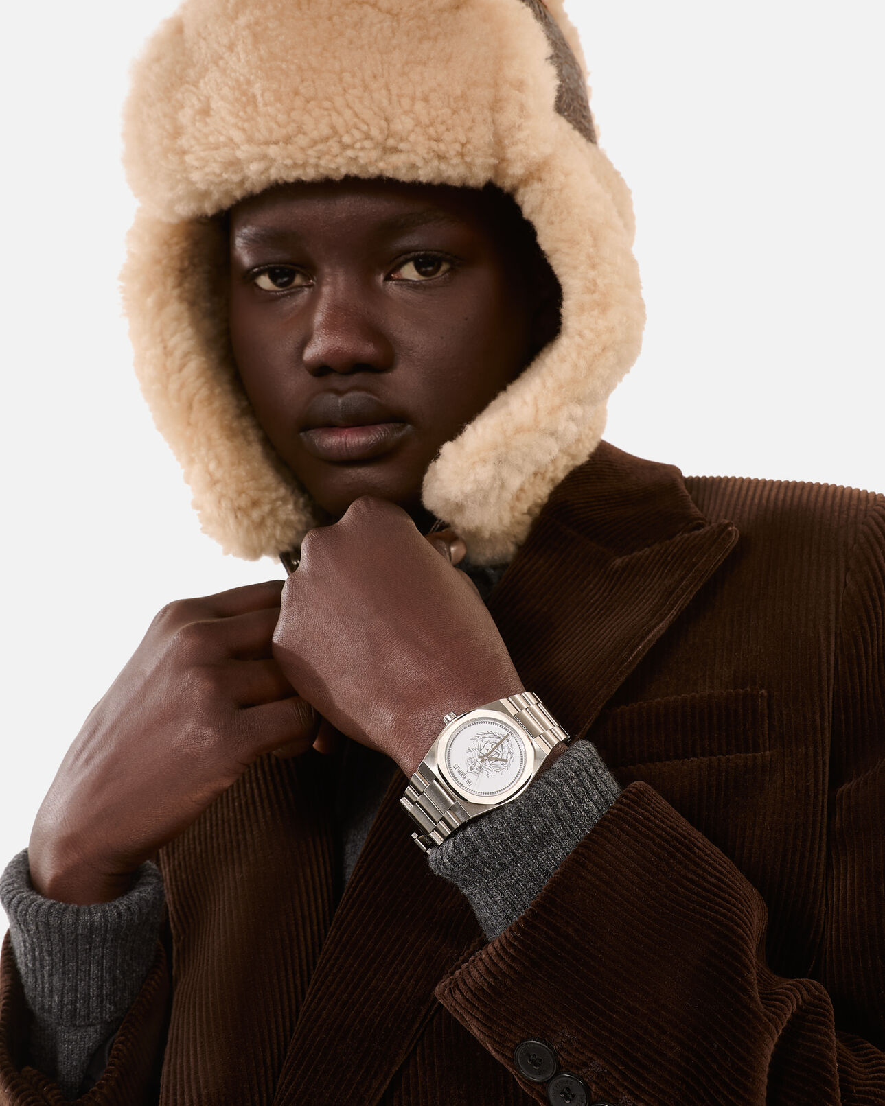 The Kooples M BROWN brown shearling  chapka