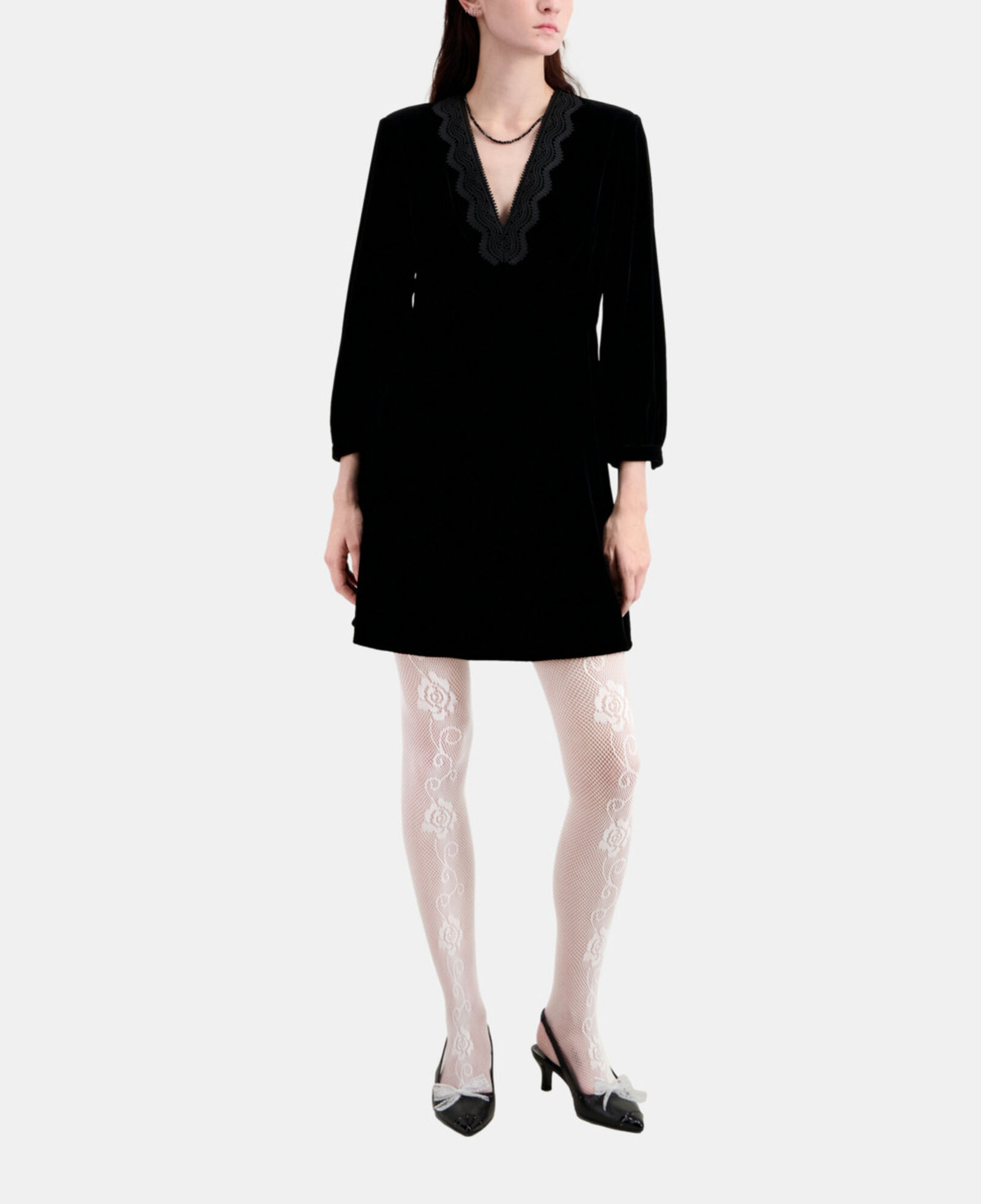 The Kooples MUJER BLACK vestido corto negro terciopelo