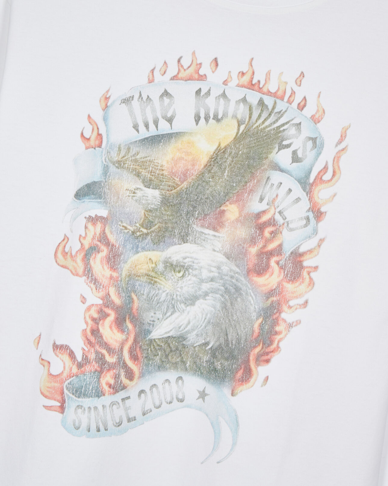 The Kooples MEN ECRU ecru eagles on fire black serigraphy t-shirt