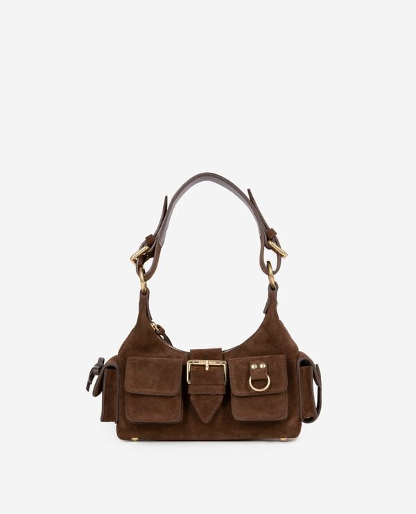 The Kooples FEMME CHOCOLATE sac amelia small en suède marron