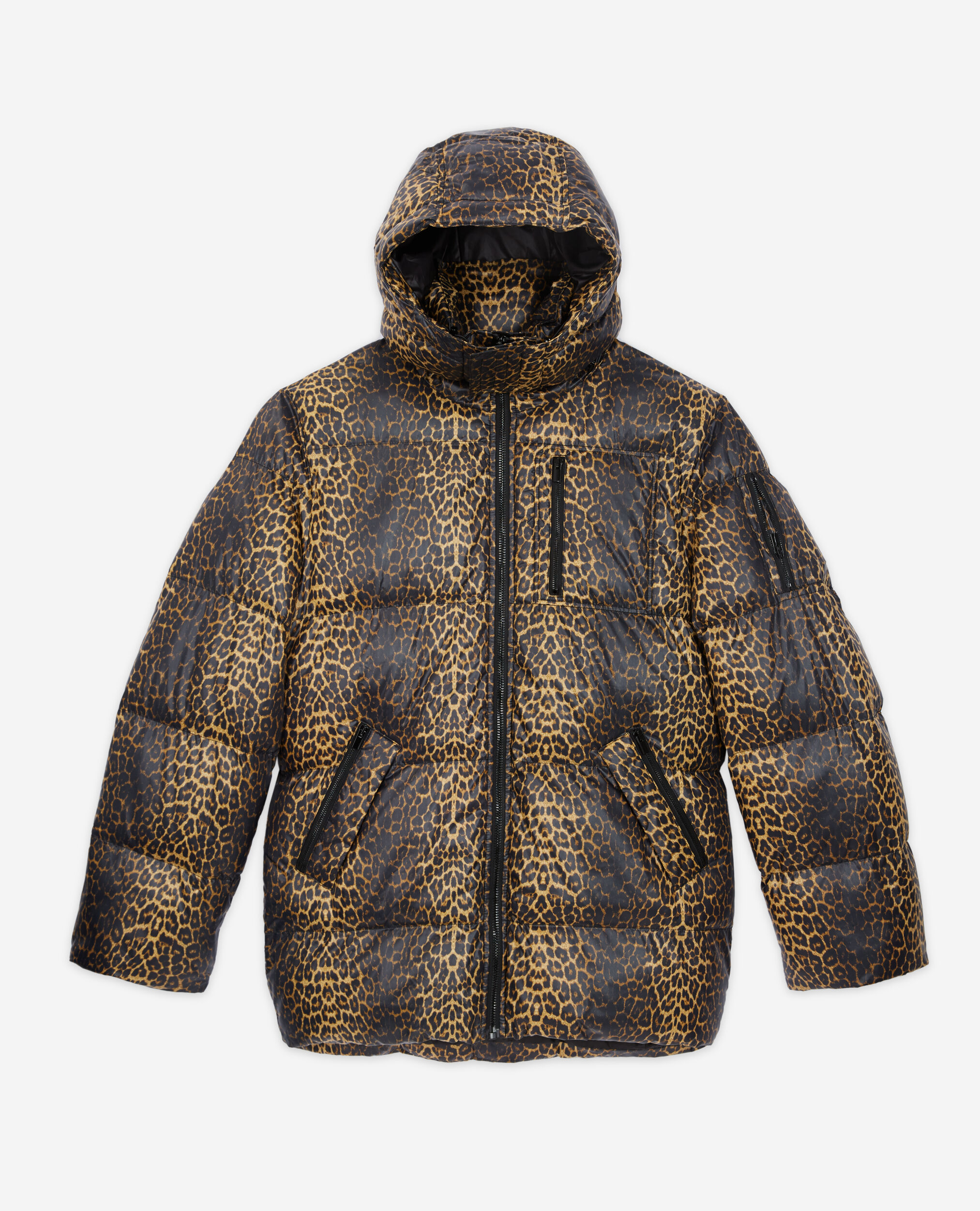 Leopard print oversized down jacket