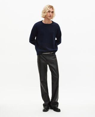 The Kooples HOMME NAVY pull col rond en laine double face marine