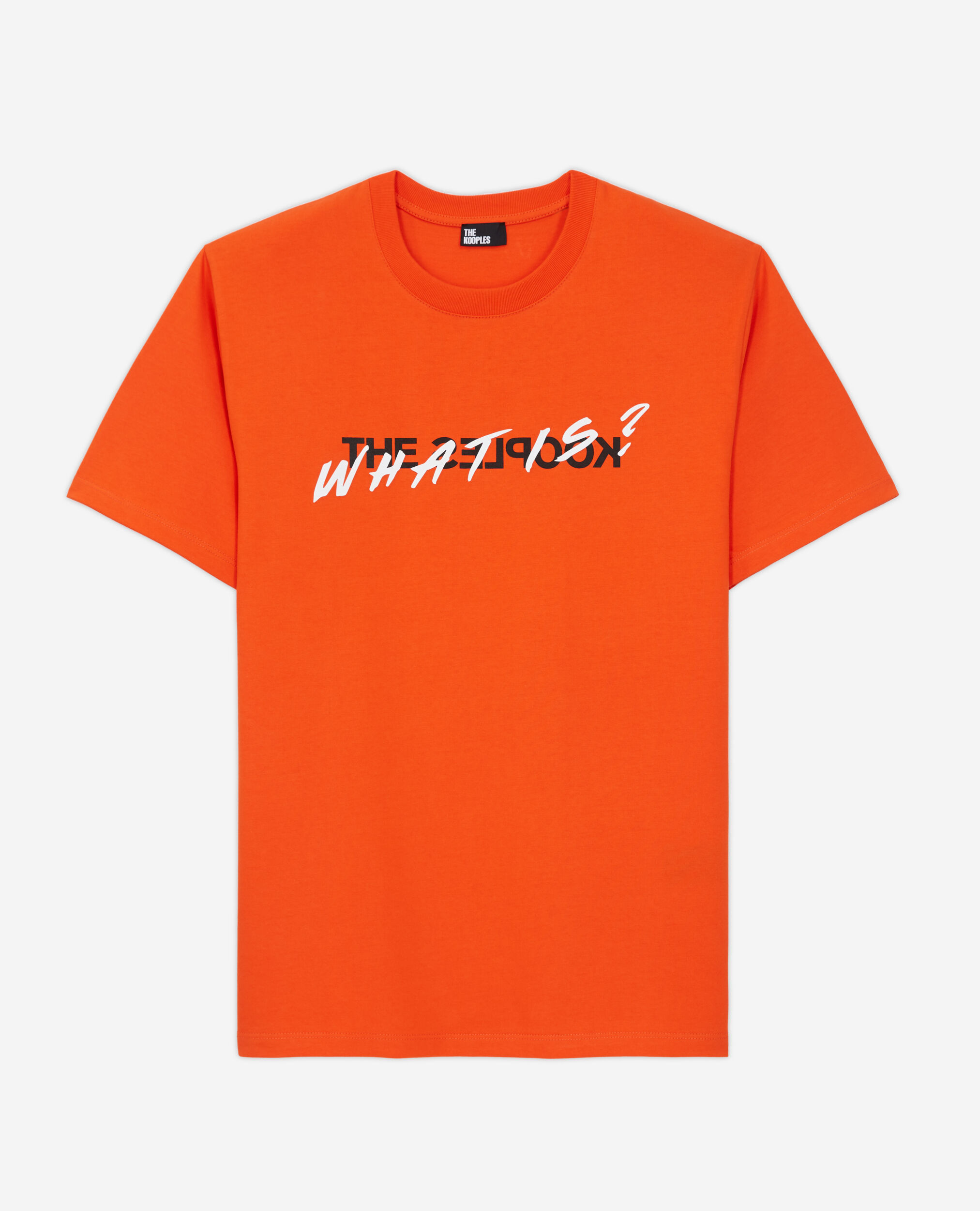 Oranges T-Shirt Herren mit „What is“-Schriftzug, PUMPKIN, hi-res image number null