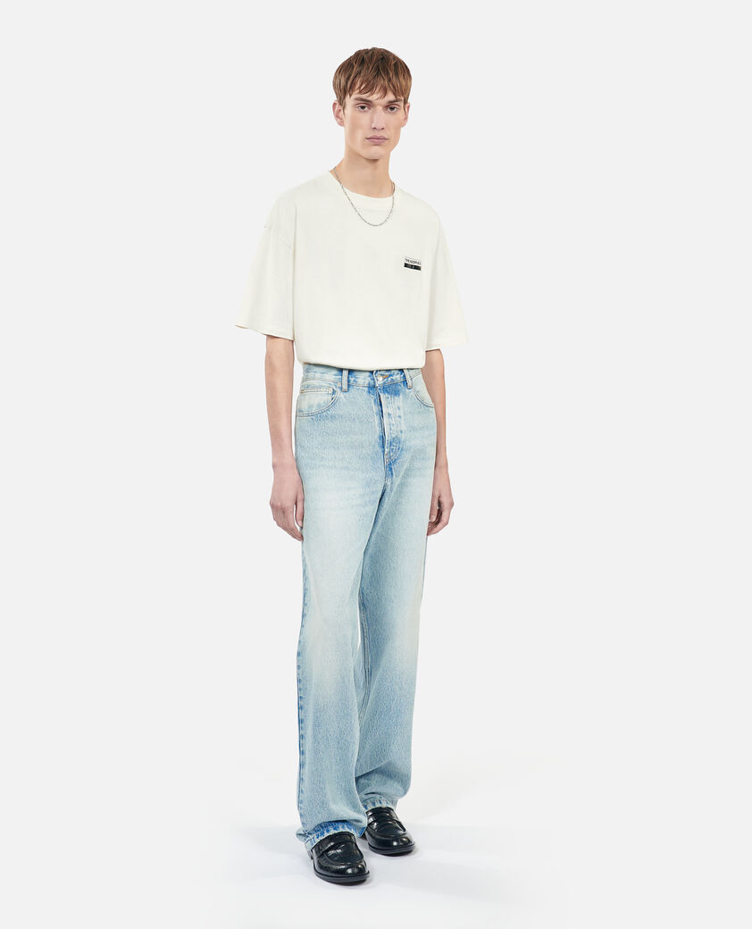 The Kooples HOMME BLUE BLEACHED / NAVY jean large bleu d&eacute;lav&eacute;