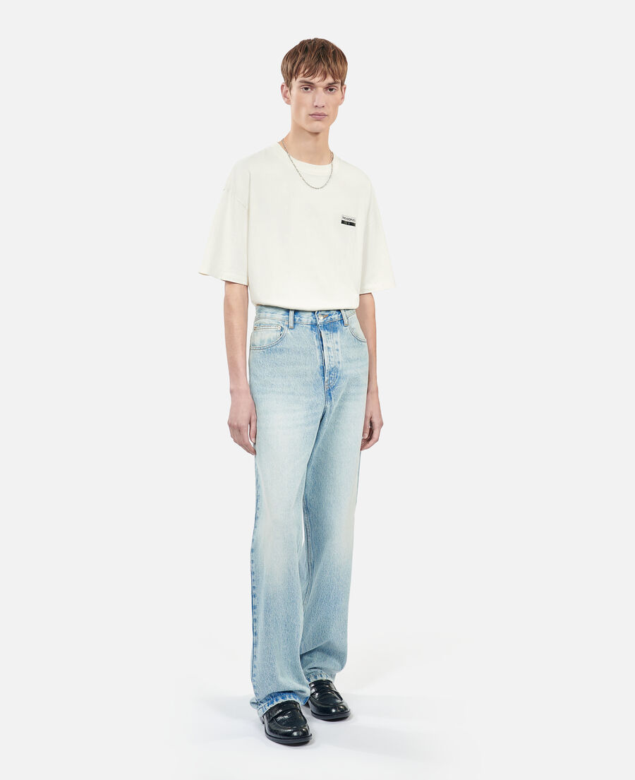 The Kooples H BLUE BLEACHED / NAVY washed blue wide-leg jeans
