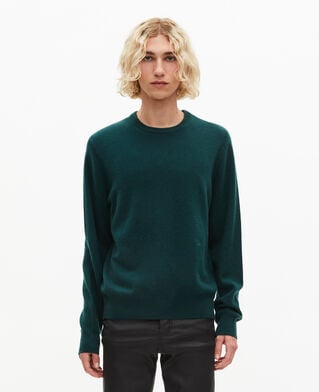 The Kooples HOMME BOTTLE GREEN pull col rond en cachemire vert foncé