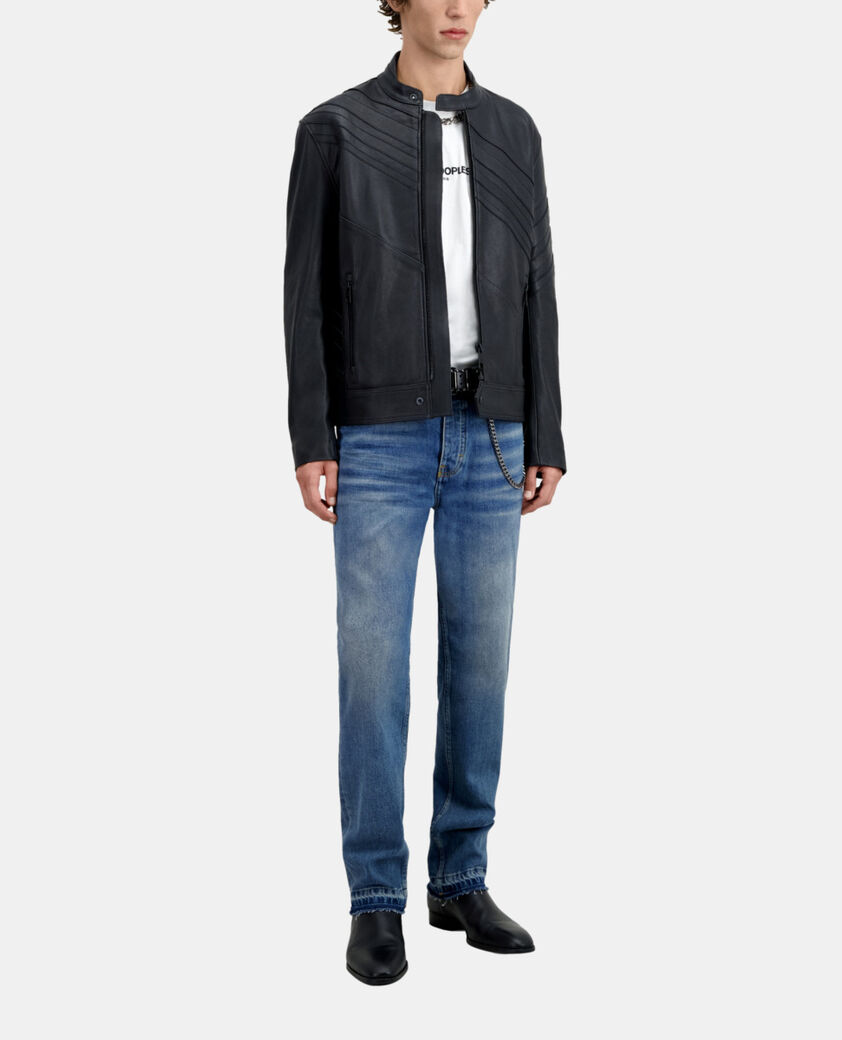 The Kooples MEN BLACK black leather biker jacket