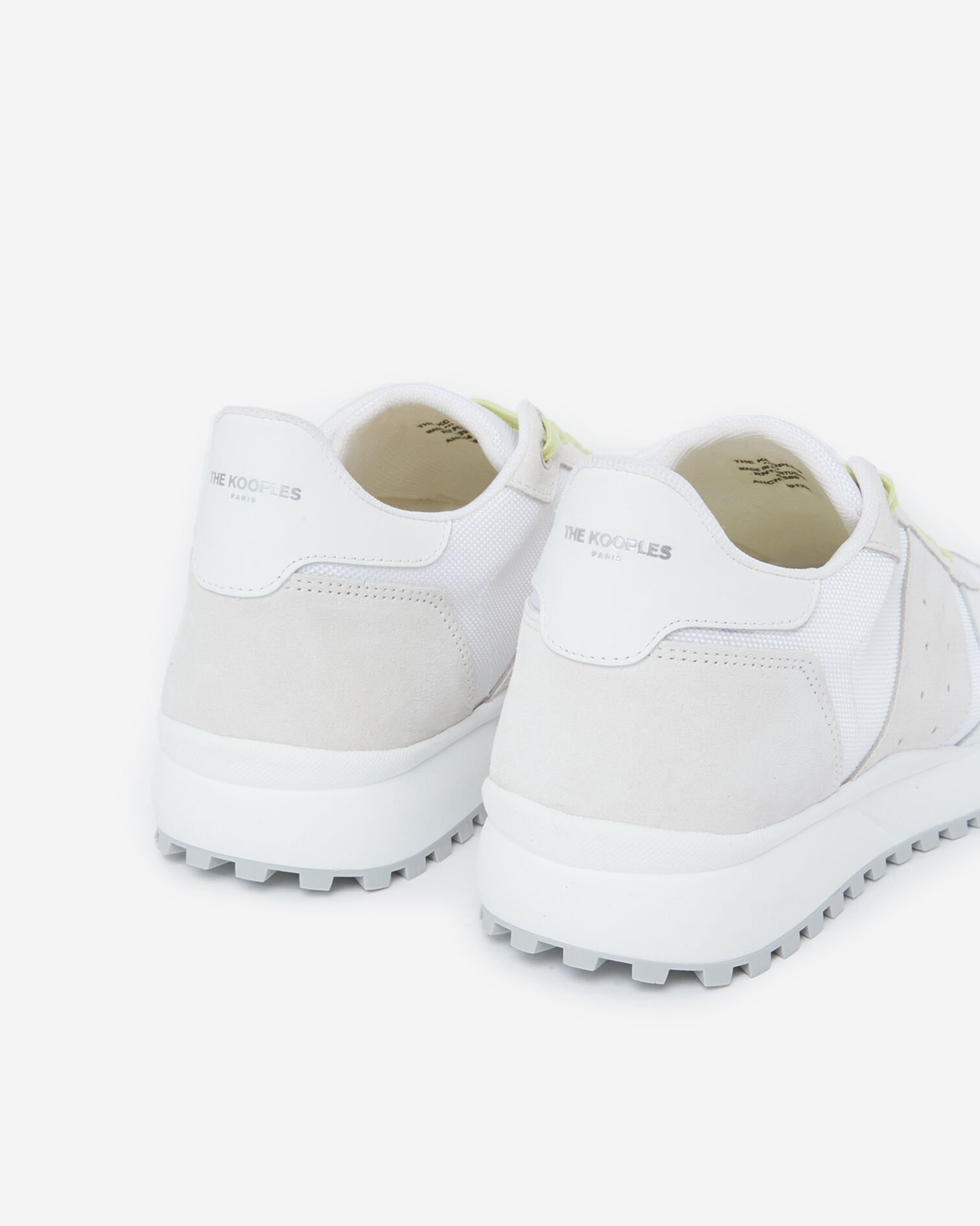 White retro trainers with textured tread sole, GREEN-WHITE, hi-res image number null