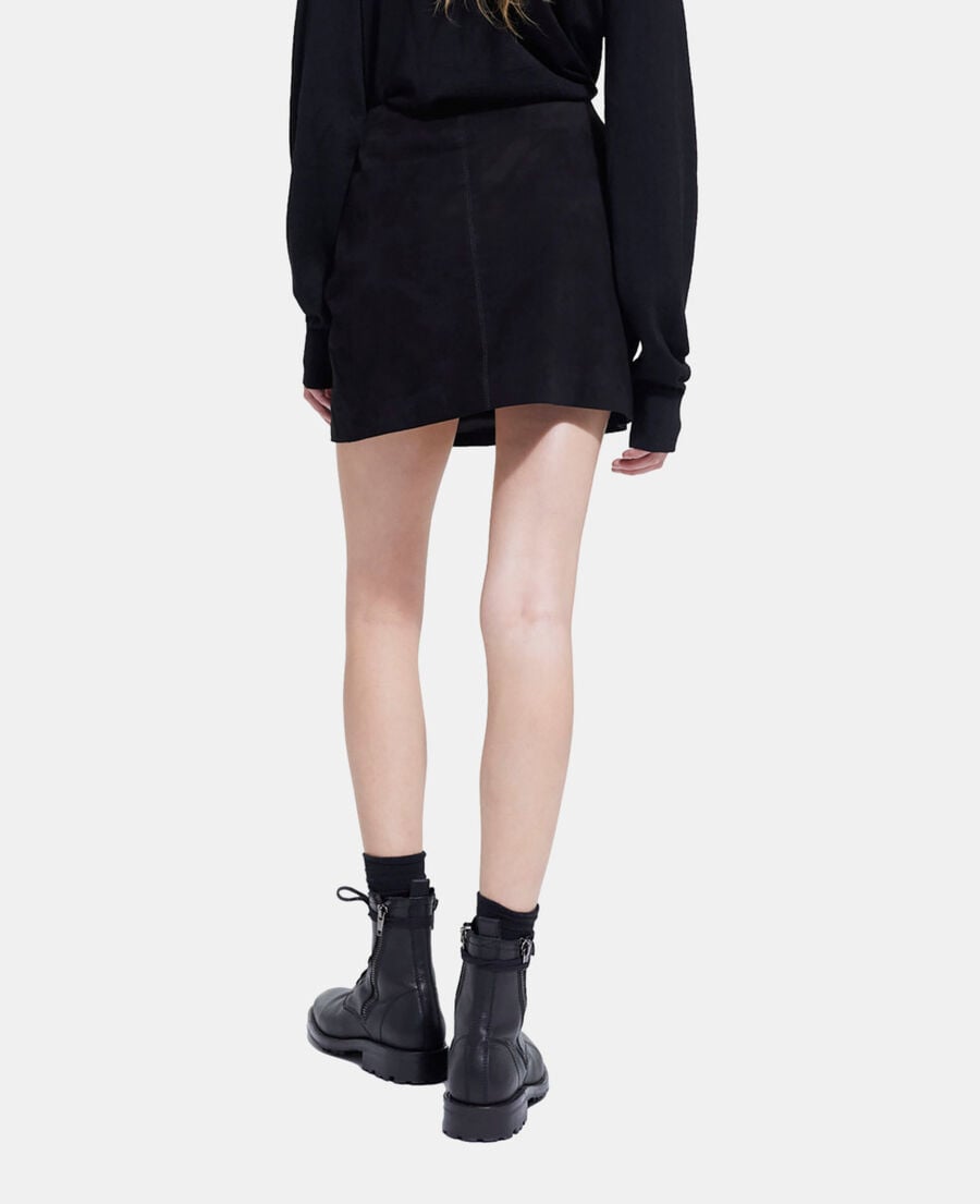 The Kooples WOMEN BLACK short black leather skirt