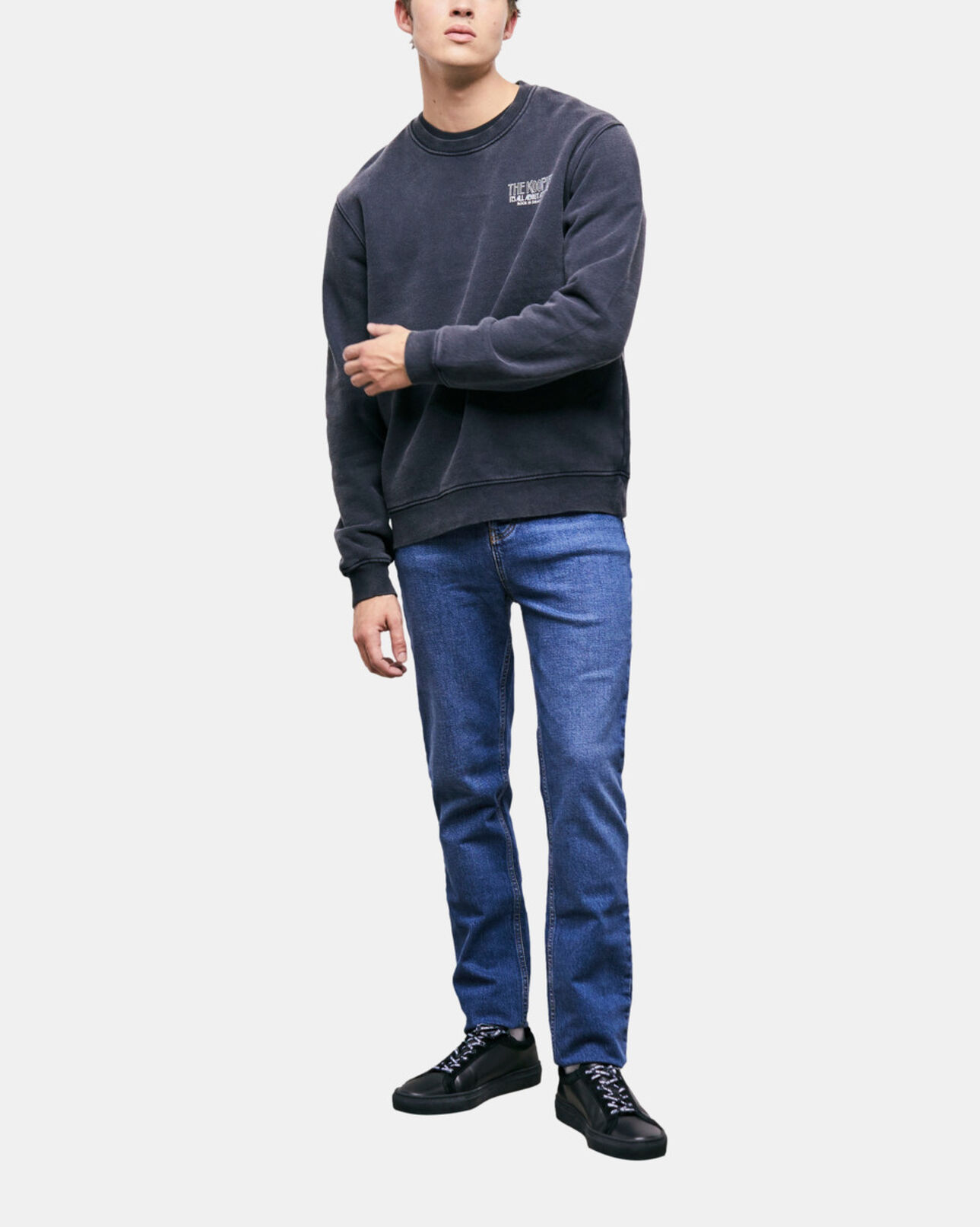 The Kooples HOMME BLACK WASHED sweatshirt imprimé noir