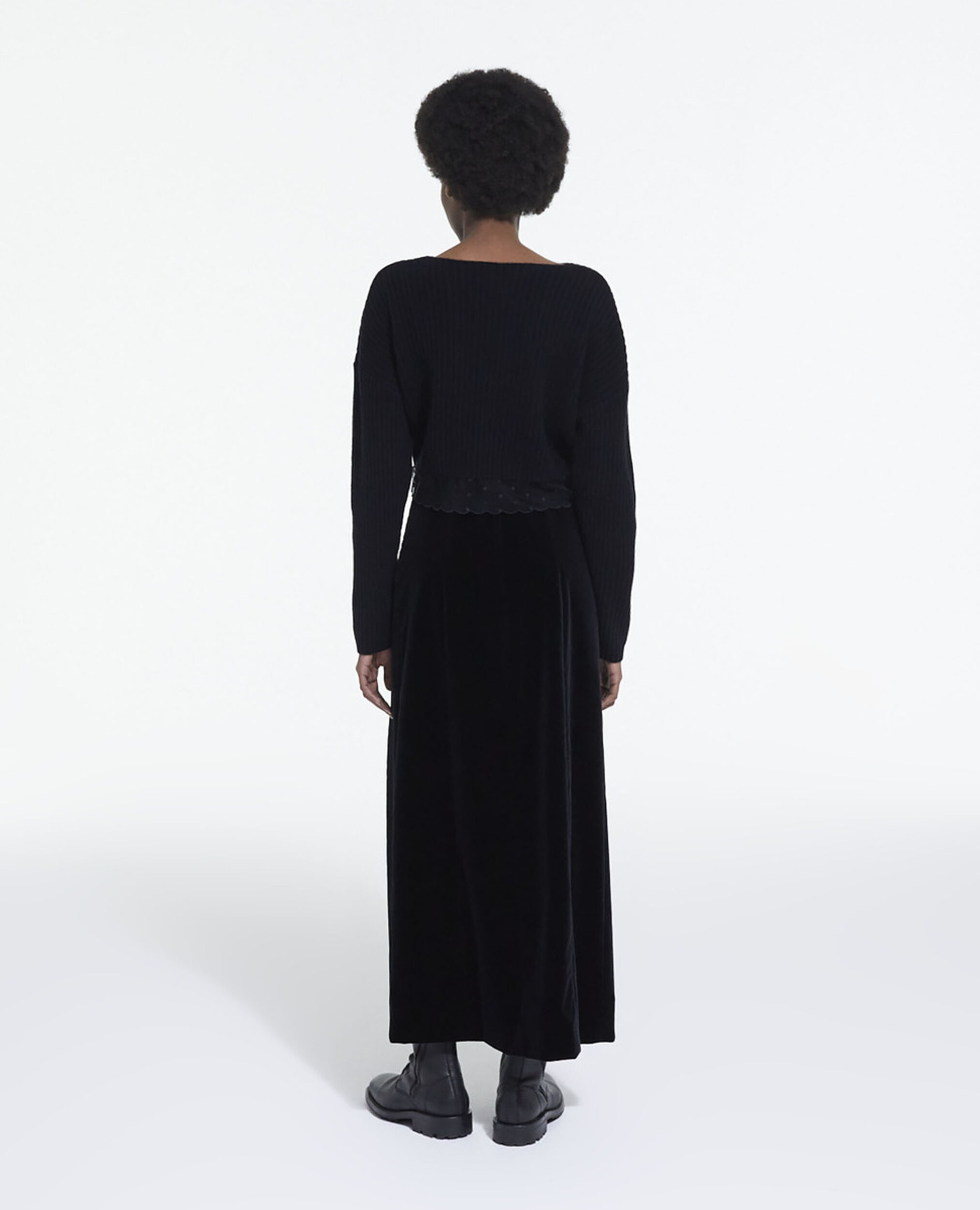 Short black wool sweater, BLACK, hi-res image number null