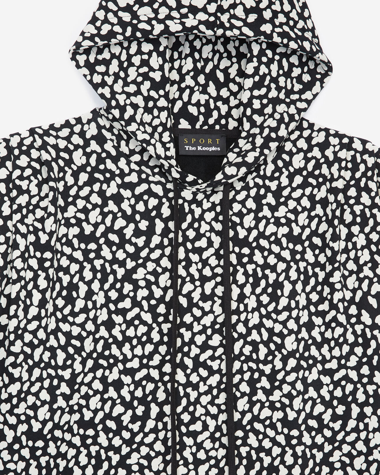 The Kooples WOMEN BLACK WHITE LEOPARD black patterned fleece sweatshirt