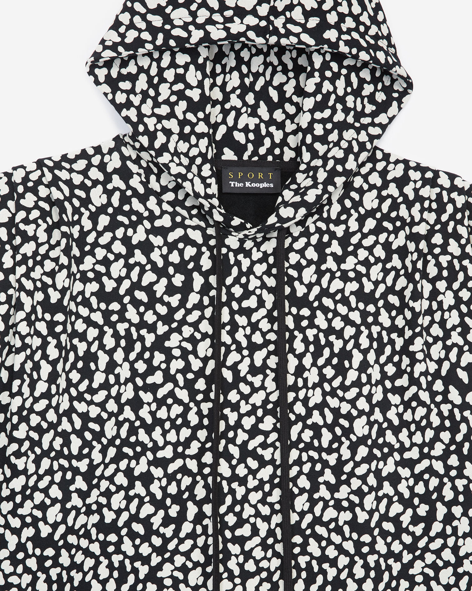 Black patterned fleece sweatshirt, BLACK WHITE LEOPARD, hi-res image number null