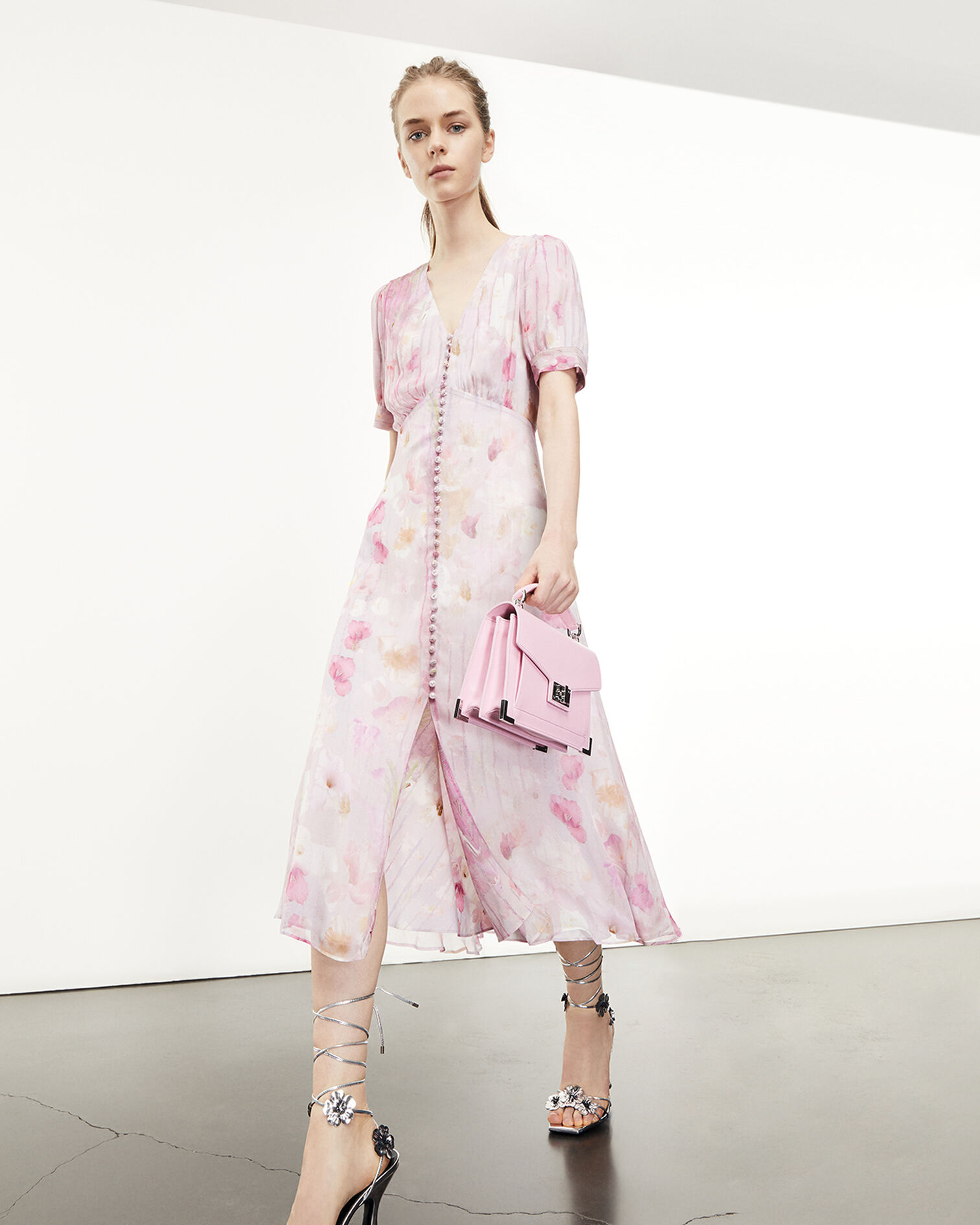 Robe longue imprimée fleuri, PINK, hi-res image number null