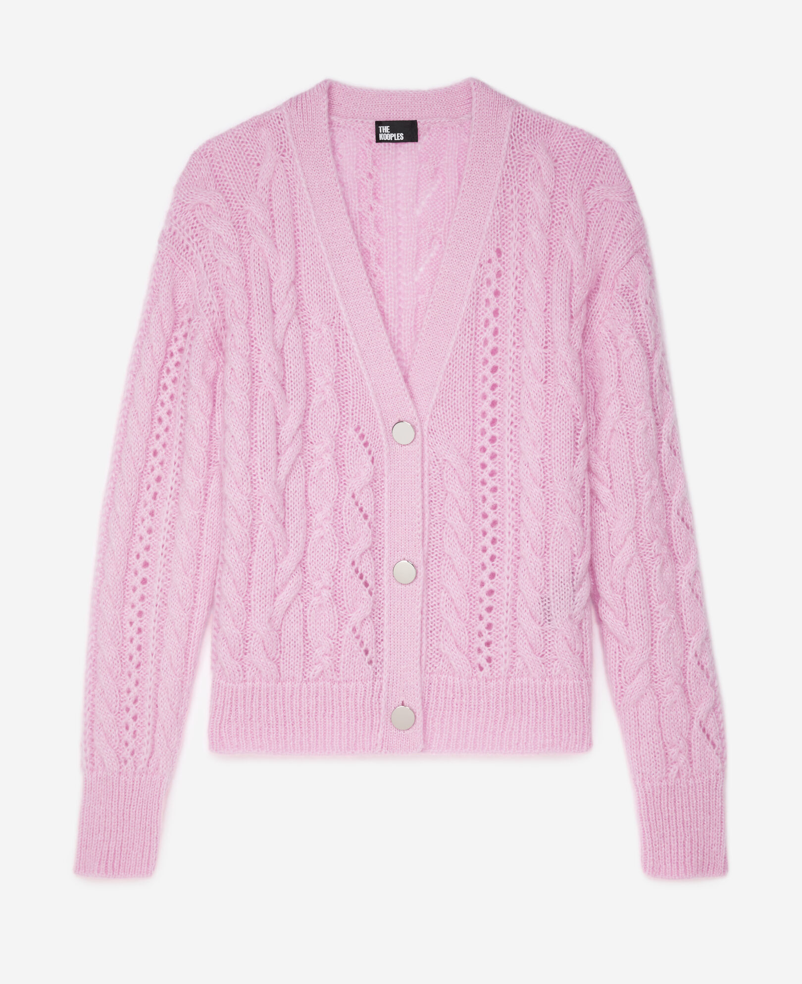 The Kooples WOMEN PINK pink cable-knit wool-blend cardigan